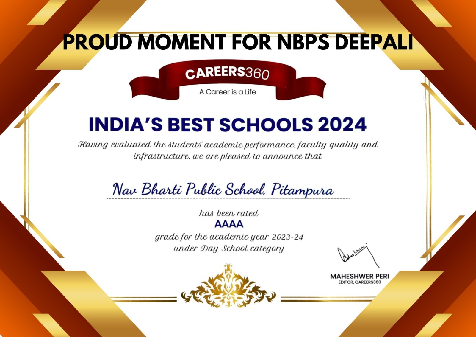 Certificate - India's Best Schools 2024 by Careers360